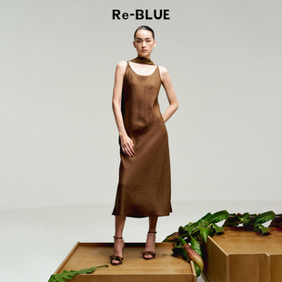 围脖款 法式 微光质感赫本连衣裙 BLUE轻奢优雅女装