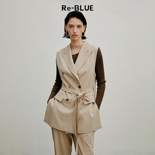 双排扣马甲 简约通勤时尚 BLUE轻奢优雅女装