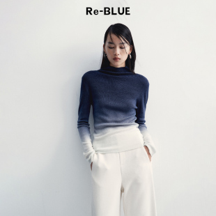 打底上衣 舒适基础简约百搭渐变针织衫 BLUE轻奢优雅女装