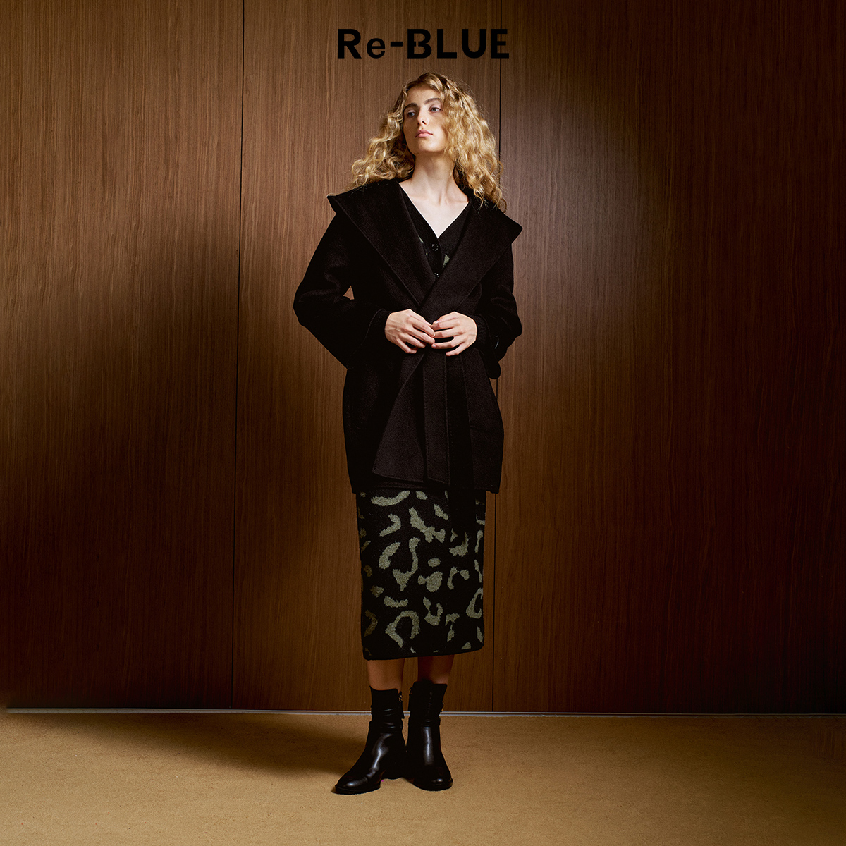 通勤翻领一手长双面呢大衣