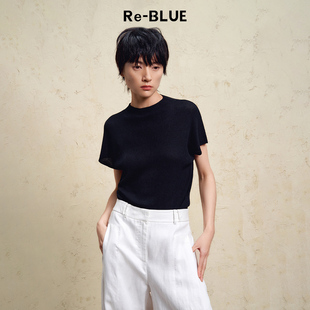 针织上衣 圆领百搭松弛飞袖 BLUE轻奢优雅女装