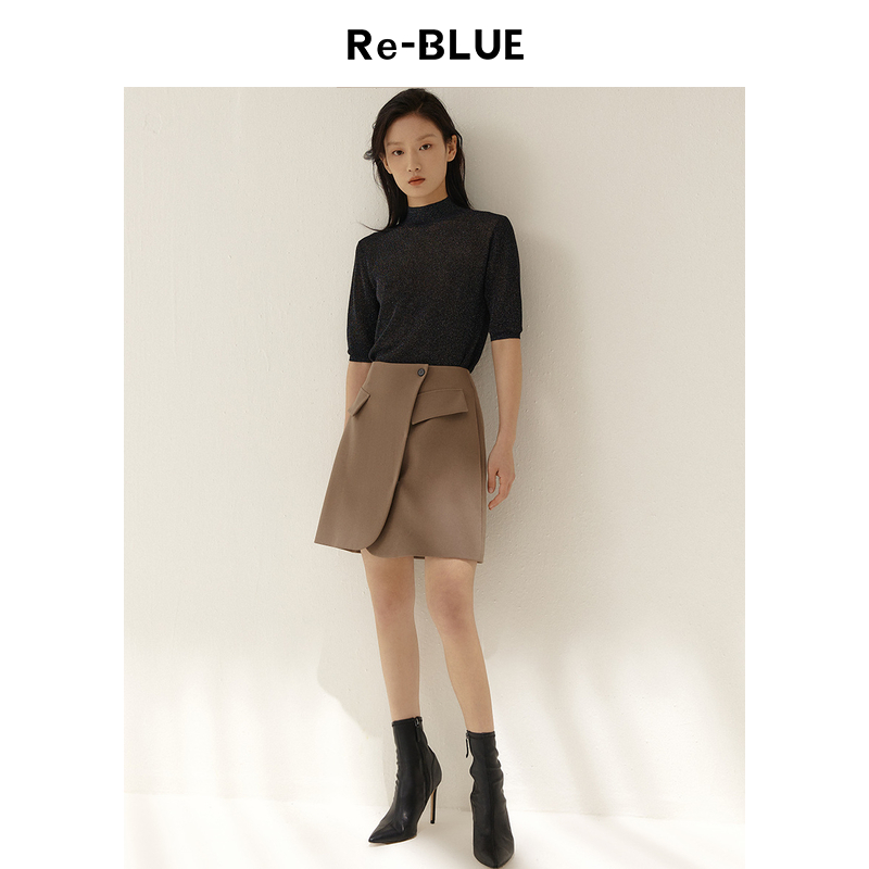 轻奢优雅女装一粒斜门襟短裙