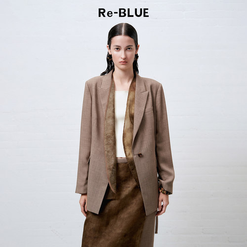 Re-BLUE艺术系真丝真两件西服