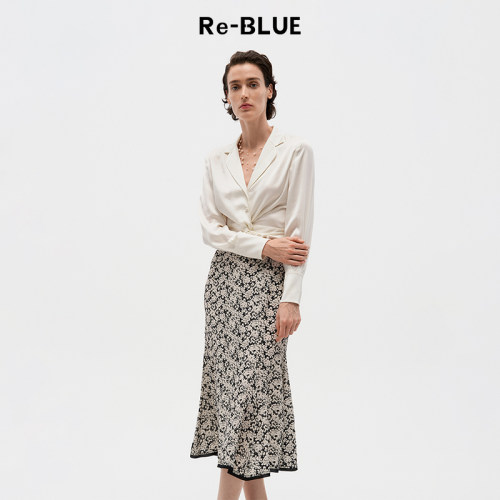 知性温柔长袖真丝收腰衬衫