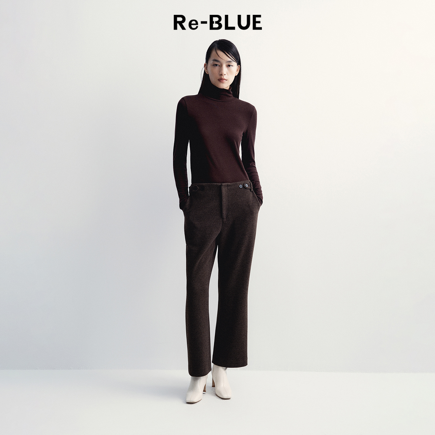 Re-BLUE简约通勤设计感直筒裤