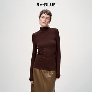 简约百搭基础超柔软堆堆领打底衫 BLUE轻奢优雅女装