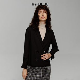 领羊绒针织外套 宽松H型衬衫 BLUE轻奢优雅女装