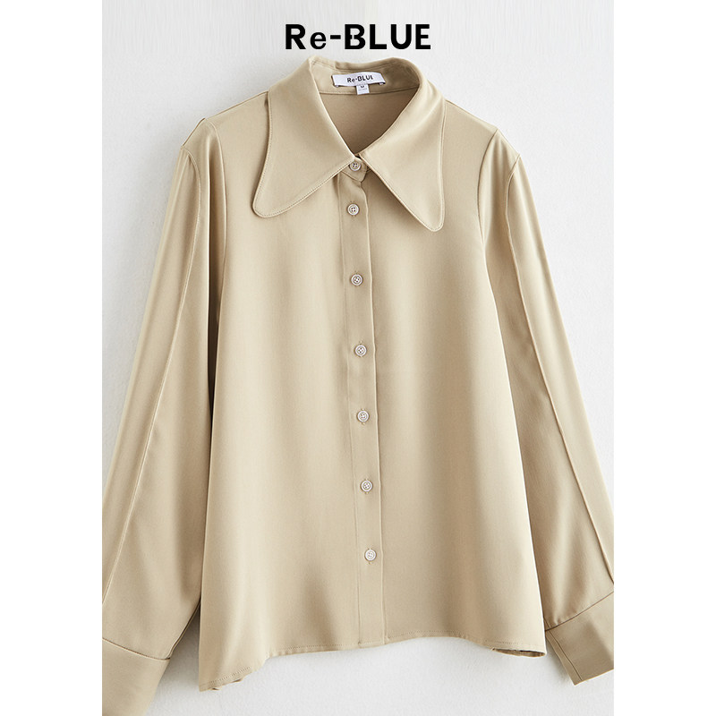re-blue轻奢优雅女装别致蝴蝶领衬衫上衣
