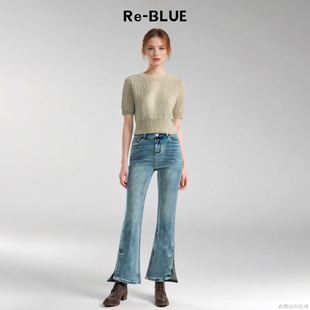 独特镂空圆领年轻显瘦透气针织 BLUE轻奢优雅女装