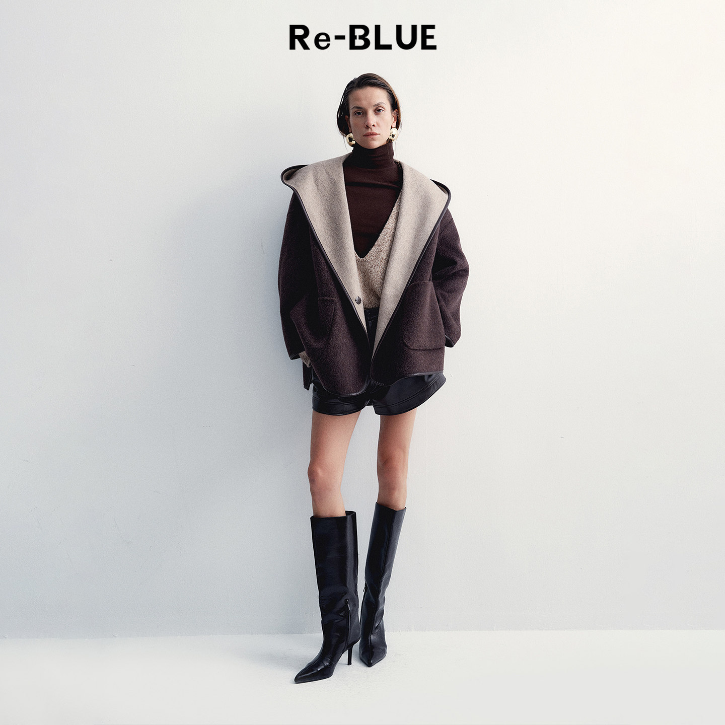 Re-BLUE轻奢优雅女装简约复古两面穿双面绵羊毛呢大衣,女装/女士精品,毛呢外套,淘宝优惠券,粉丝福利购,淘宝优惠卷