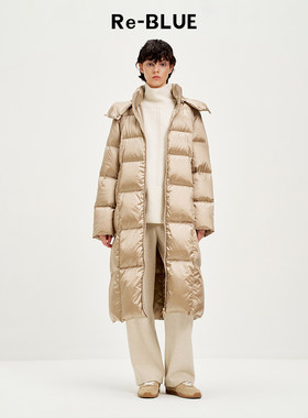 简约通勤知性直身中长款羽绒服