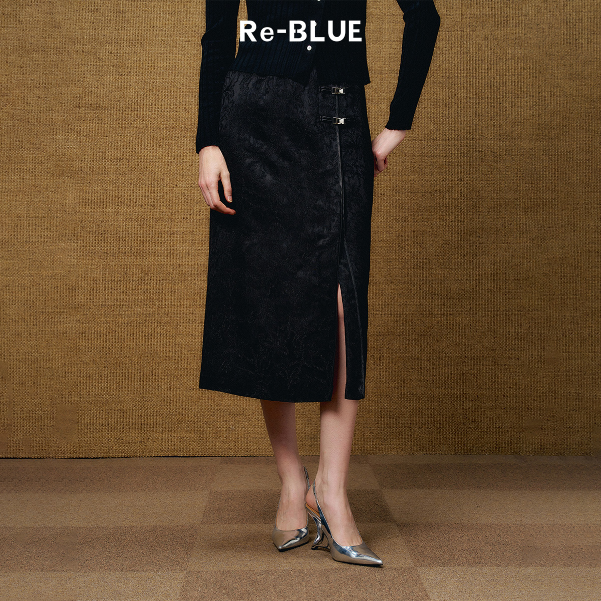 典雅百搭新中式松紧腰提花半裙