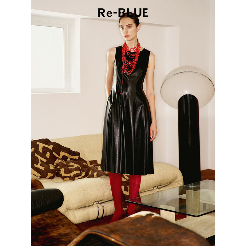 法式复古收腰版型A摆连衣裙