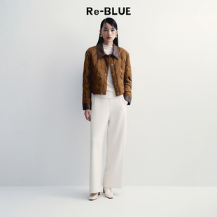 Re-BLUE轻奢优雅女装复古舒适百搭压胶短款羽绒服气质菱格小外套