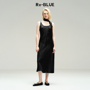 围脖款 法式 微光质感赫本连衣裙 BLUE轻奢优雅女装