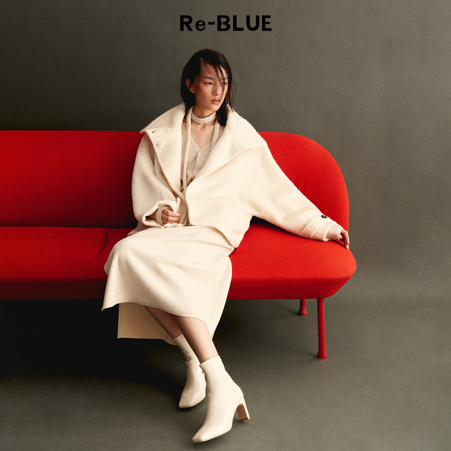 Re-BLUE百搭翻领苏力羊驼毛大衣