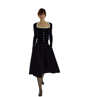 Re-BLUE轻奢优雅女装法式复古方领撞色针织衫