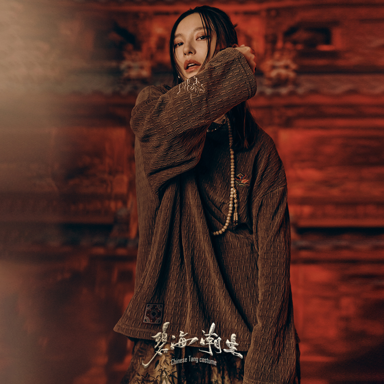 碧海潮生【敦煌•梵花】秋冬新款中国风国潮刺绣保暖套头圆领卫衣