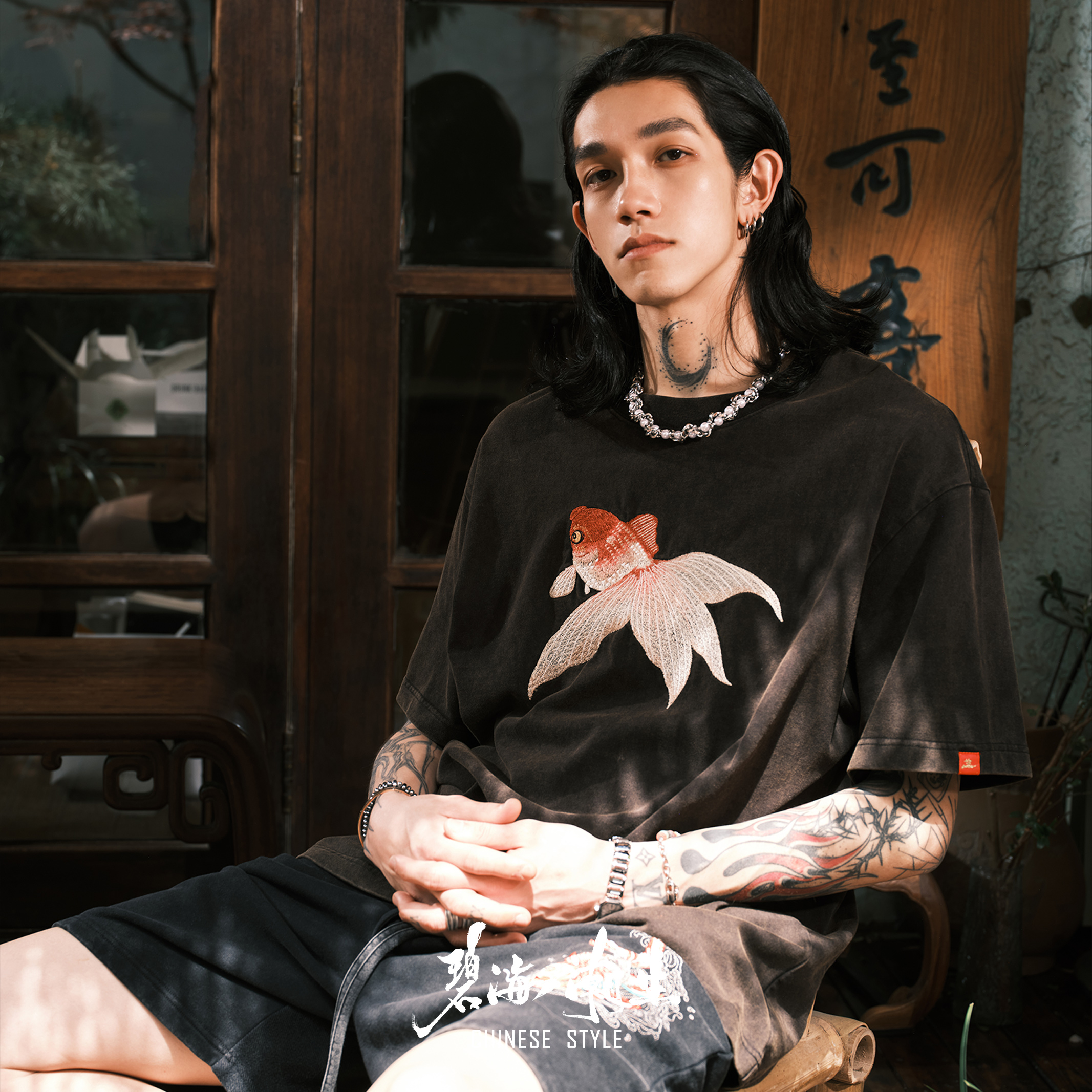 25春夏金玉满堂短袖黑色T恤