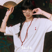 t恤1 碧海潮生＜城市限定＞新款 中国风竹节棉盘扣刺绣宽松短袖