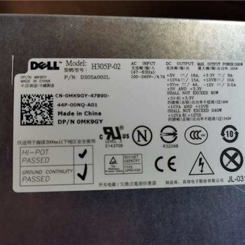 全新戴尔DELL H305P-02 MK9GY Optiplex760 780 960MT 305W电源