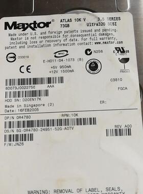 DELL 73GB服务器硬盘 Maxtor 73GB 10K ULTRA320 SCSI  R4780