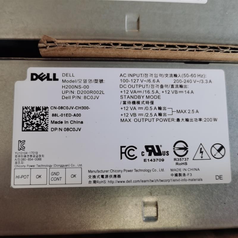08C0JV DELL Optiplex 5060 3070 Inspiron 3470电源 H200NS-00