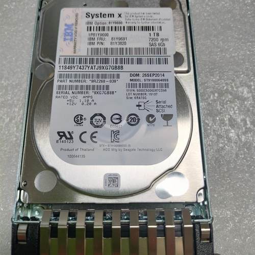 IBM 81Y9690 81Y9691 81Y3820 9RZ 268-039 1TB 7.2K SAS 6Gb硬盘