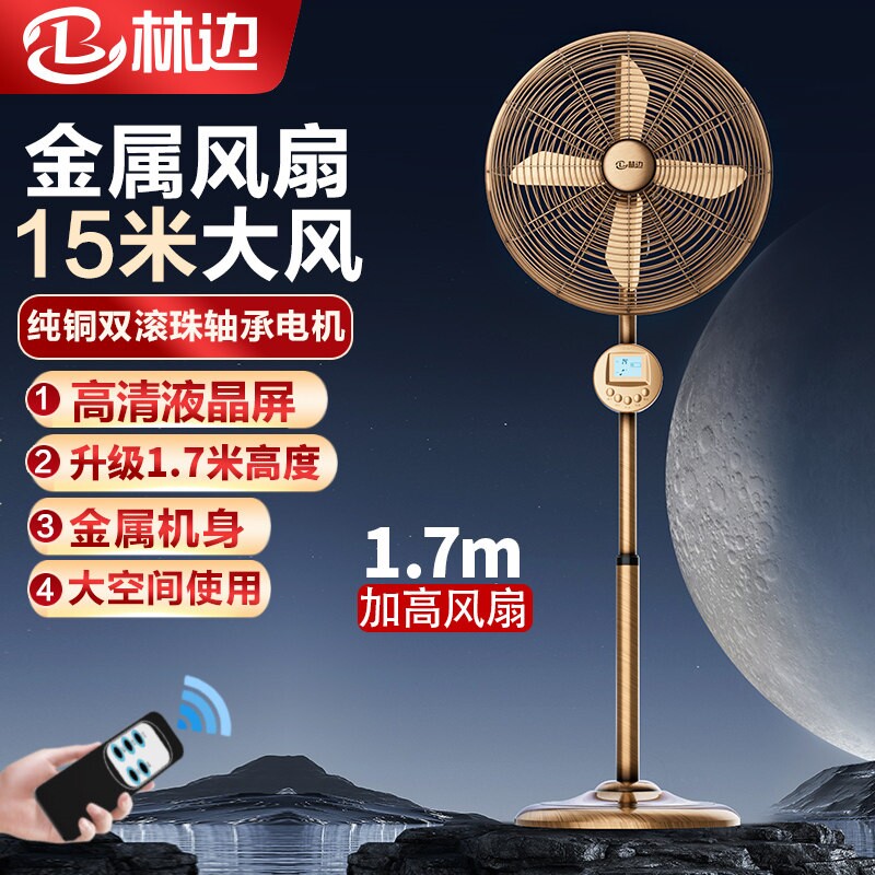 林边金属落地扇家用复古扇立式风务餐厅强力电风扇扇工业大风力商