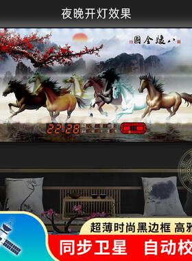 万年历电子钟2025年新款数码时钟卫星授时客厅壁挂钟表简约风景