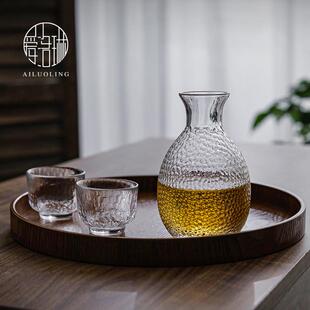 锤纹玻璃清酒壶白酒温酒套装 日式 家用分酒器热酒器烫酒壶