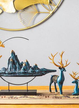 假山微景观造景新中式办公室装饰品茶几室内家居客厅玄关装修摆件