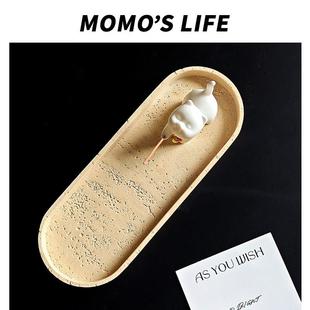 线香底座黄洞石香插带孔香薰炉摆件卧室玄关客厅香插座创意礼物