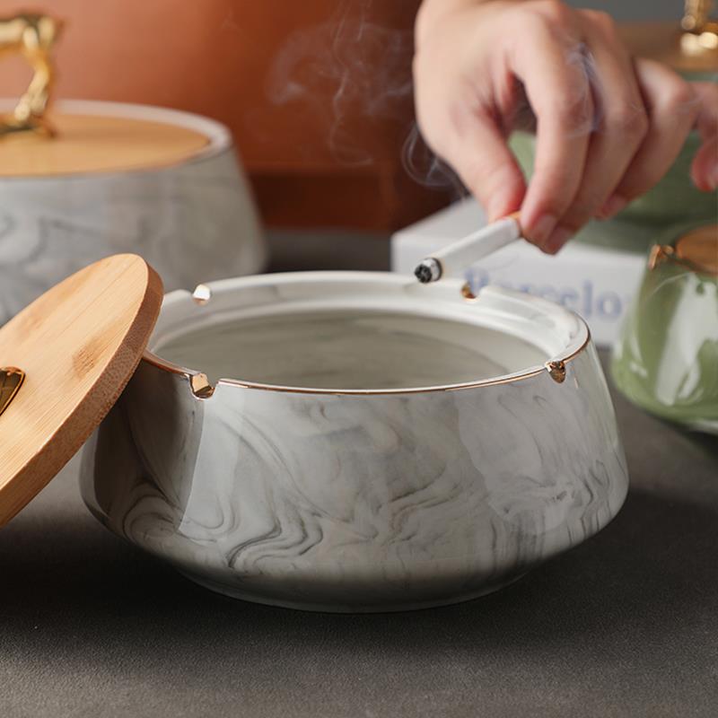 .Deer.烟灰缸家用高级感创意大理石潮流轻奢陶瓷烟缸丨欢鹿