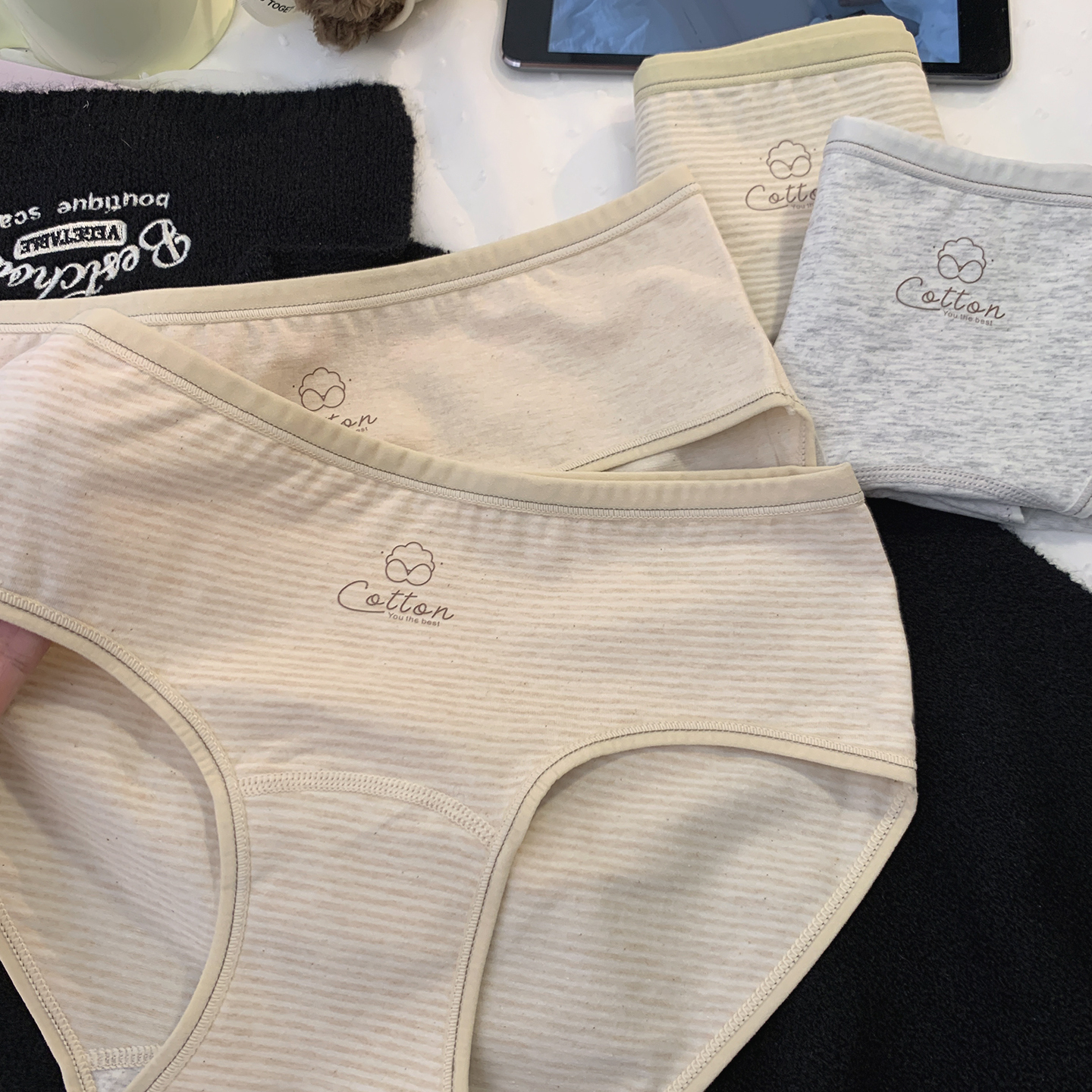 无染彩棉女士三角裤纯棉抗菌学生