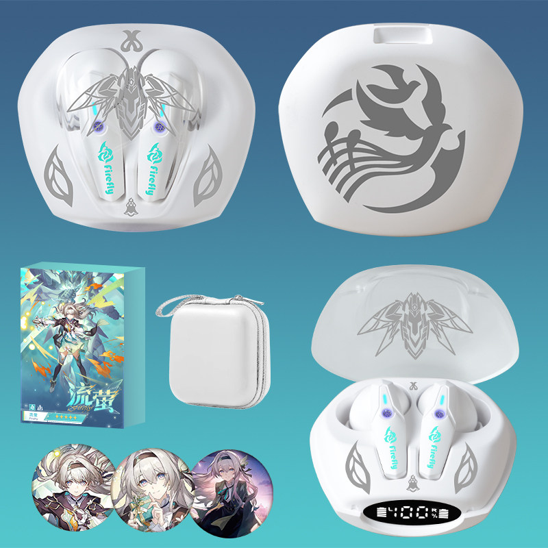 thumbnail for Flowing Firefly Bluetooth headset peripheral co-branded linkage wireless original sound fan prompt sound e-sports animation two-dimensional