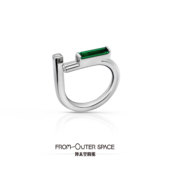 轻奢设计时尚 FOS 纯银祖母绿戒指镶嵌天然托帕石新款 气质小众戒指