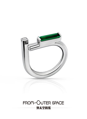 FOS 纯银祖母绿戒指镶嵌天然托帕石新款轻奢设计时尚气质小众戒指