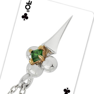 FOS新款 扑克牌梅花925银吊坠项链小众原创设计项链中性冷淡风配饰