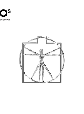 FOS时尚新品艺术感达芬奇维特鲁威耳环男女轻奢耳饰创意新潮流品