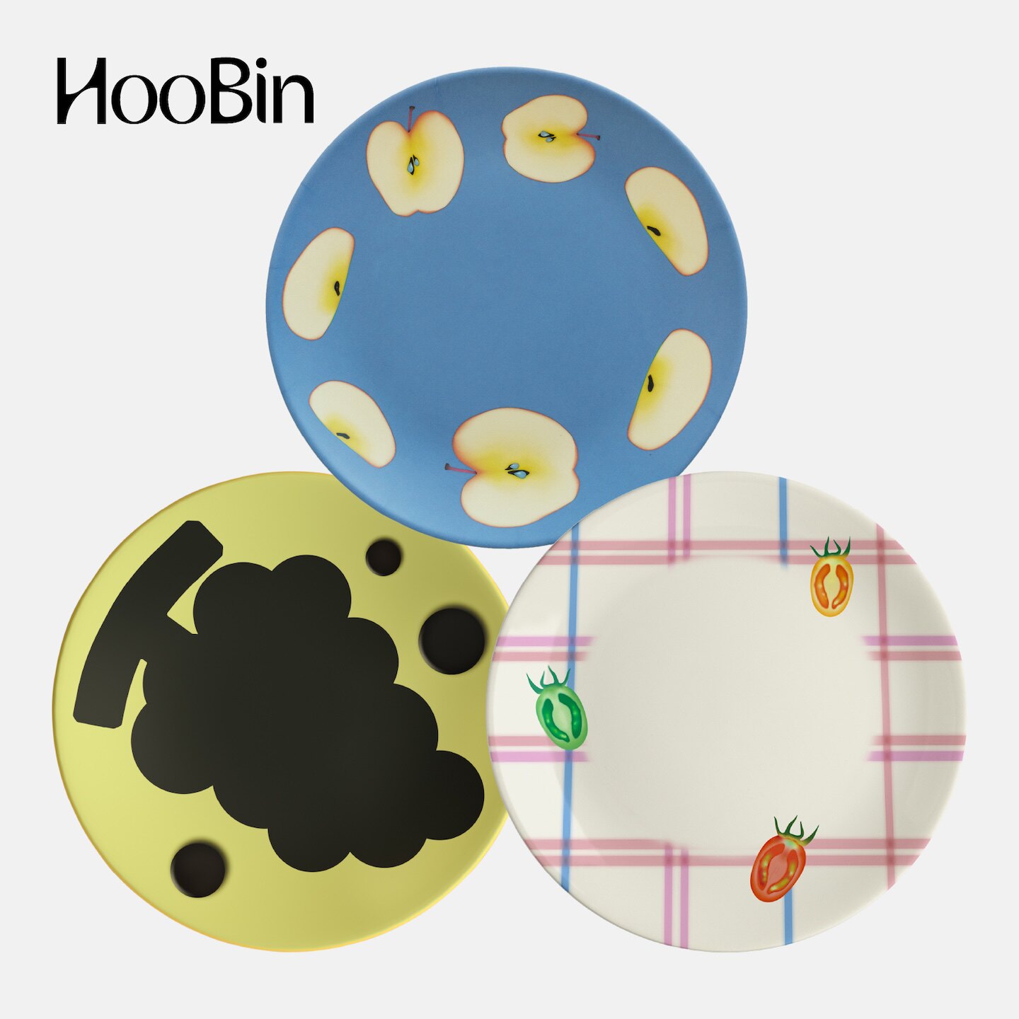 HooBin 苹果竹纤维环保餐盘 甜品早餐点心盘蓝色 圣诞葡萄多巴胺