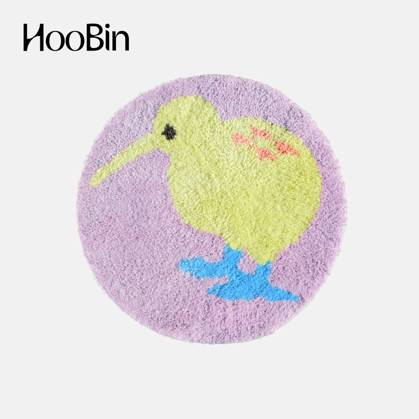 HooBin 几维鸟植绒地毯圆形床边毯毛绒柔软糯 kiwi简约鸟设计创意