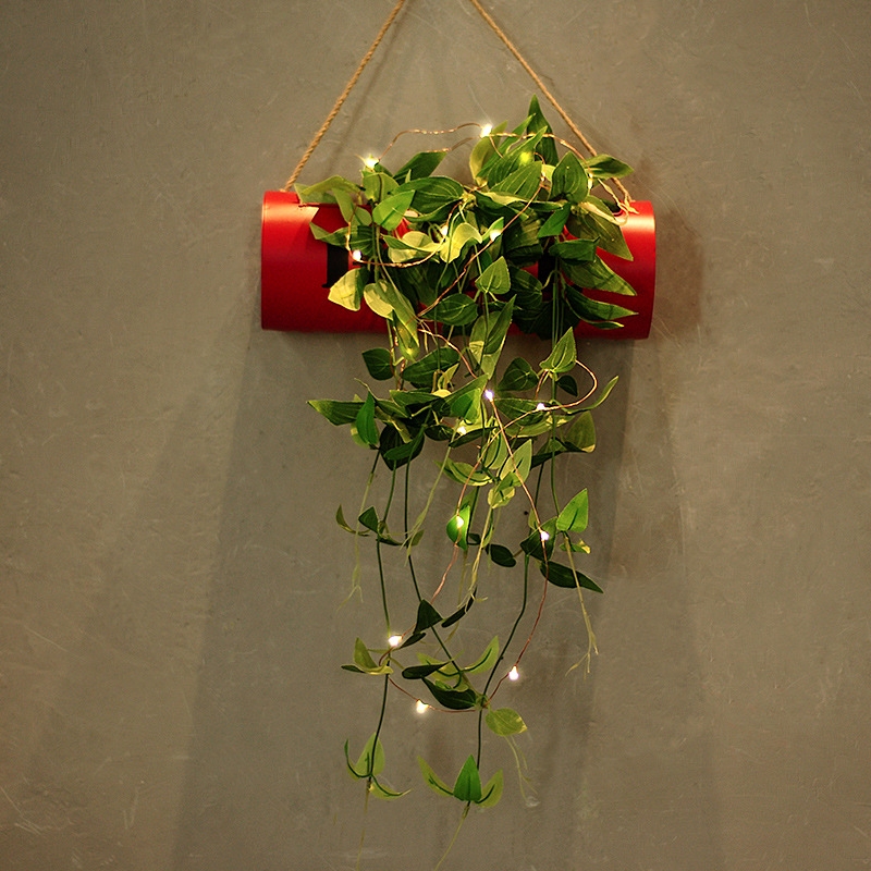 仿真植物盆栽复古壁挂墙壁墙上绿植创意奶茶店餐厅l吧台装饰品挂