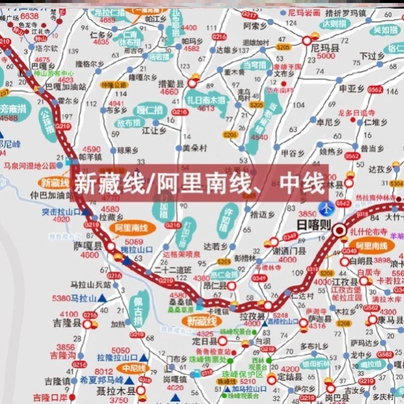 川藏线318b自驾游地图路线摩旅骑行徒步自助装备青藏滇藏新版n标