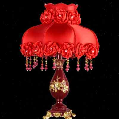 大气欧式婚房台灯红色喜庆新婚陪嫁礼F物温馨可调光卧T室结婚床头