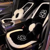 汽车坐垫冬季 毛绒山茶花女神加热单片后排座垫车载五座通用车垫女