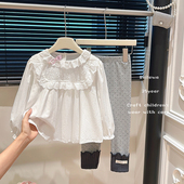 新款 甜美衬衫 纯棉长袖 女宝时尚 衬衣外穿白色韩系 娃娃衫 女童春秋季