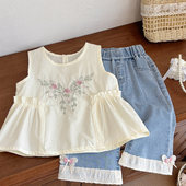 小花衬衫 女宝宝休闲款 时尚 女童夏季 潮牌童装 无袖 洋气品质童装 新款