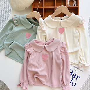 女宝宝上衣洋气春秋百搭韩版 女童娃娃领打底衫 女孩 童装 秋新款