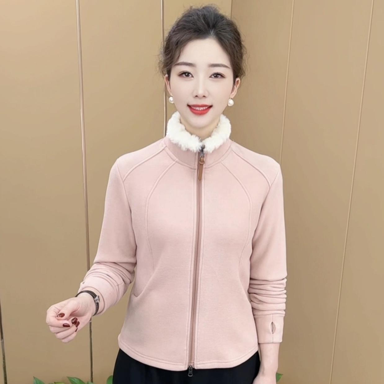 秋冬款时尚长袖气质厚款立领外套